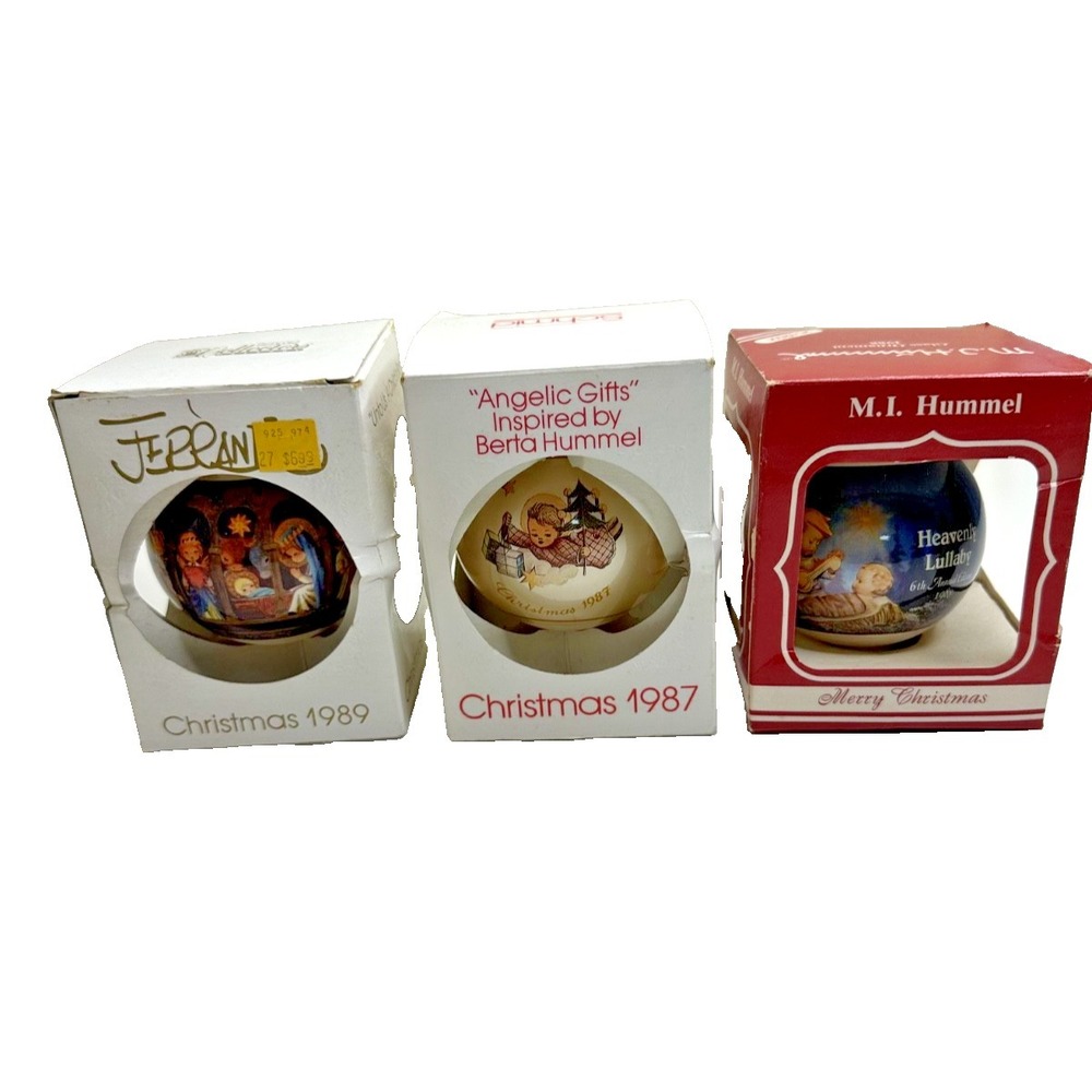 MI Berta Hummel Vtg Christmas Ornament 1987 1989 Nativity Angel Set 3
